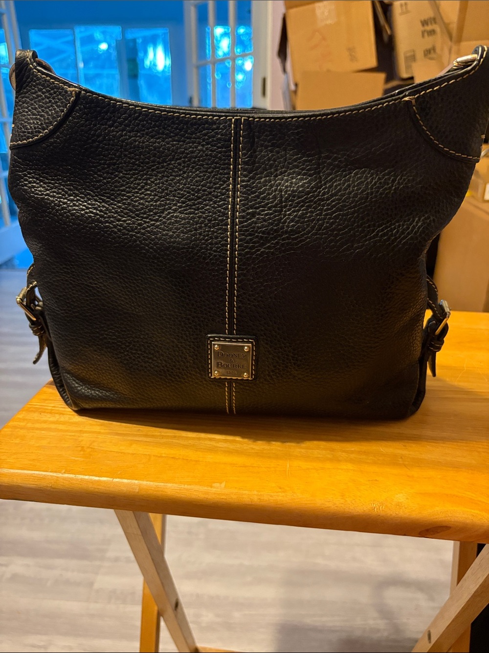 Dooney & Bourke Black Pebbled Leather Crossbody Hobo